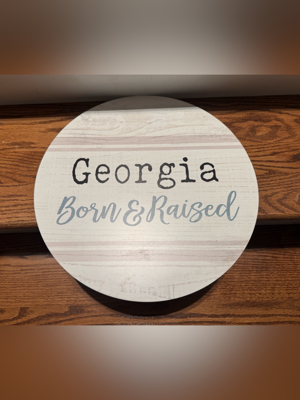 Georgia Born & Raised round wooden wall decor
